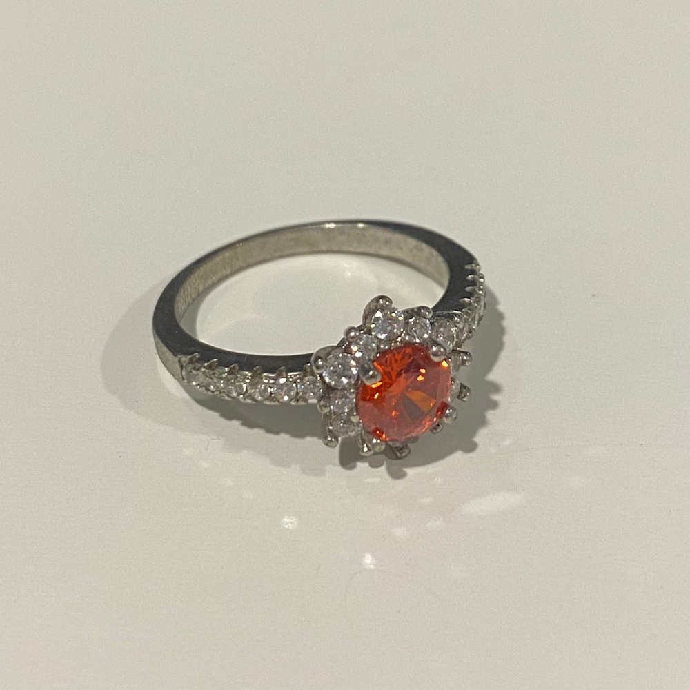 Silver & red ring